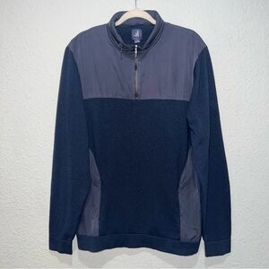 Johnnie-O Odin Mixed Media 1/4 Zip Merino Wool Blue Pullover Jacket Sz M